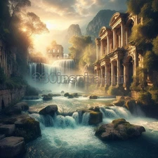 Digital Image Picture Photo Wallpaper Background Desktop Waterfall Ruins #A116