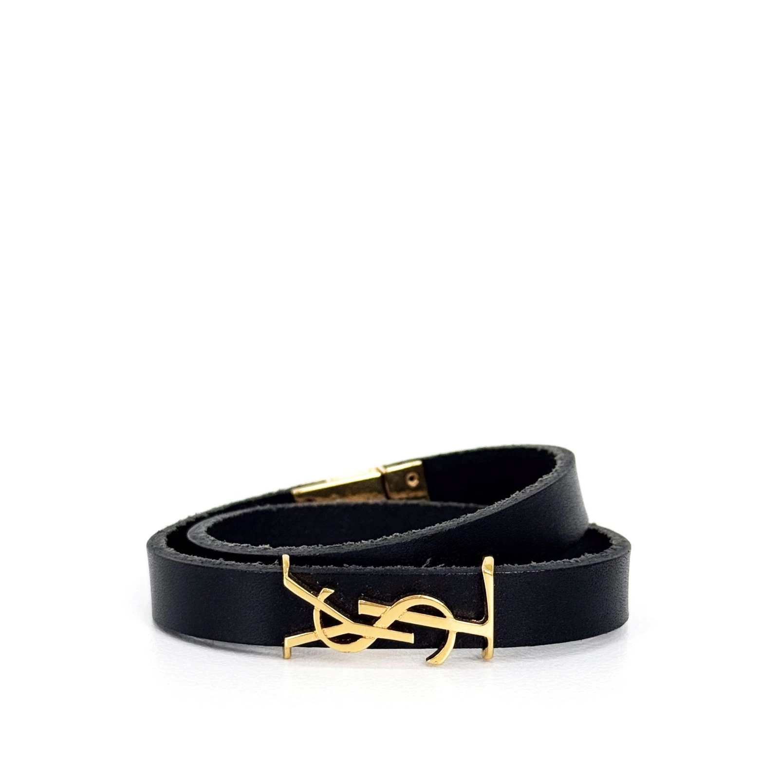 SAINT LAURENT (YSL) Saint Laurent Bracciale Uomo Oppio Doppio Avvolgimento Pelle Placcata Oro 646558 OIHOJ