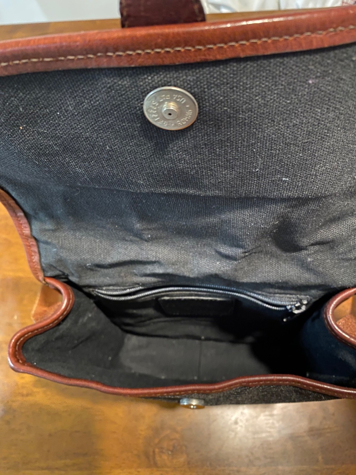 Brighton Vintage Shoulder Bag Brown Black Leather Canvas Messenger Purse thumbnail 14