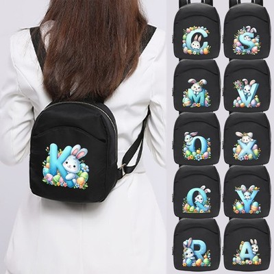 Niedlicher leichter Rucksack Damen Hase Osterei Alphabet Kunst leichte Handtasche