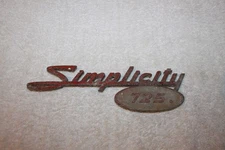 Simplicity 725 Garden Tractor Hood Emblem Badge Used