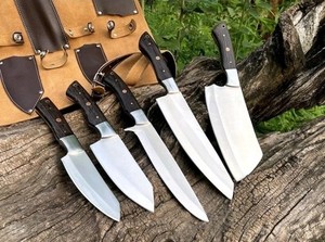 5 Couteau de cuisine en pièces Couteaux Chef avec gaine de rangement en cuir