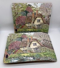 5er Set Tischsets englisch Landhaus Garten bildhaft Korkrücken