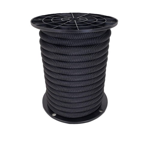 1/2 inch Black Polyester Bungee/Shock Cord - 50 Foot Spool | Marine Grade - H...