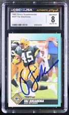 Vai Sikahema Signed 1991 Score Supplemental Card #44T Packers CGC 8 JSA 10 Auto