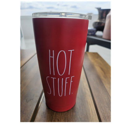 Rae Dunn Red ''Hot Stuff'' insulated stainless steel Tumbler 