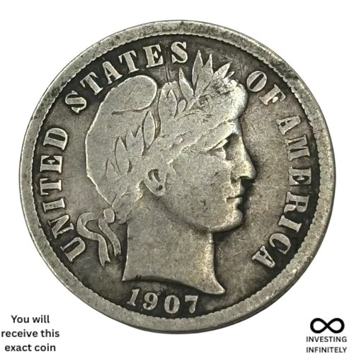 1907 D Barber Dime X-1678