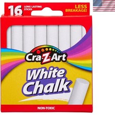 Long-Lasting White Chalk Value Pack - 16 Non-Toxic Sticks for Creative Fun