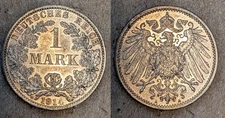 1914 A Germany 1 mark silver coin