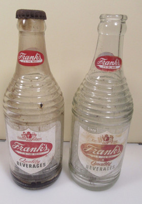 Lot of 2 Vintage Bottles, Frank's Quality Beverages, Since 1895, Philadelphia PA