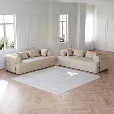 78.7-Inch Convertible Sleeper Sofa Bed w/Cylindrical Pillow, Chenille Folding