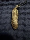 Vintage Gold Tone Peanut Charm Pendant 1970s Costume Jewelry