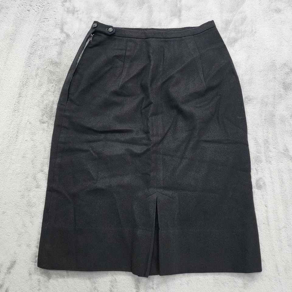 Falda Vintage Años 60 Siglo Mujer XS Negra Lana Forrada Lápiz Lateral Metal Cremallera Gótica Foto 2 de 4