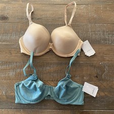 NEW Auden Women's 32C LOT OF 2 BRAS Beige/Green