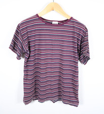 90s Trend Basics T-Shirt Adult Large Dark Red Striped Pattern Skater USA Made