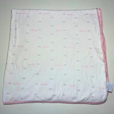 Vintage Baby Dior Cotton Blanket Pink White Polka Dot Bows Made in USA *READ*