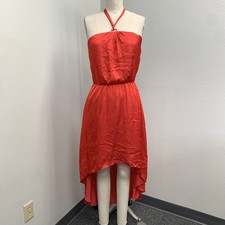 NWT White House Black Market Dress Women's 2P Dark Coral Hi-Low Halter