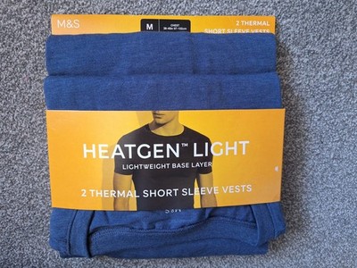 New M&S Men's Medium 2pk Blue Thermal Tshirts RRP £25