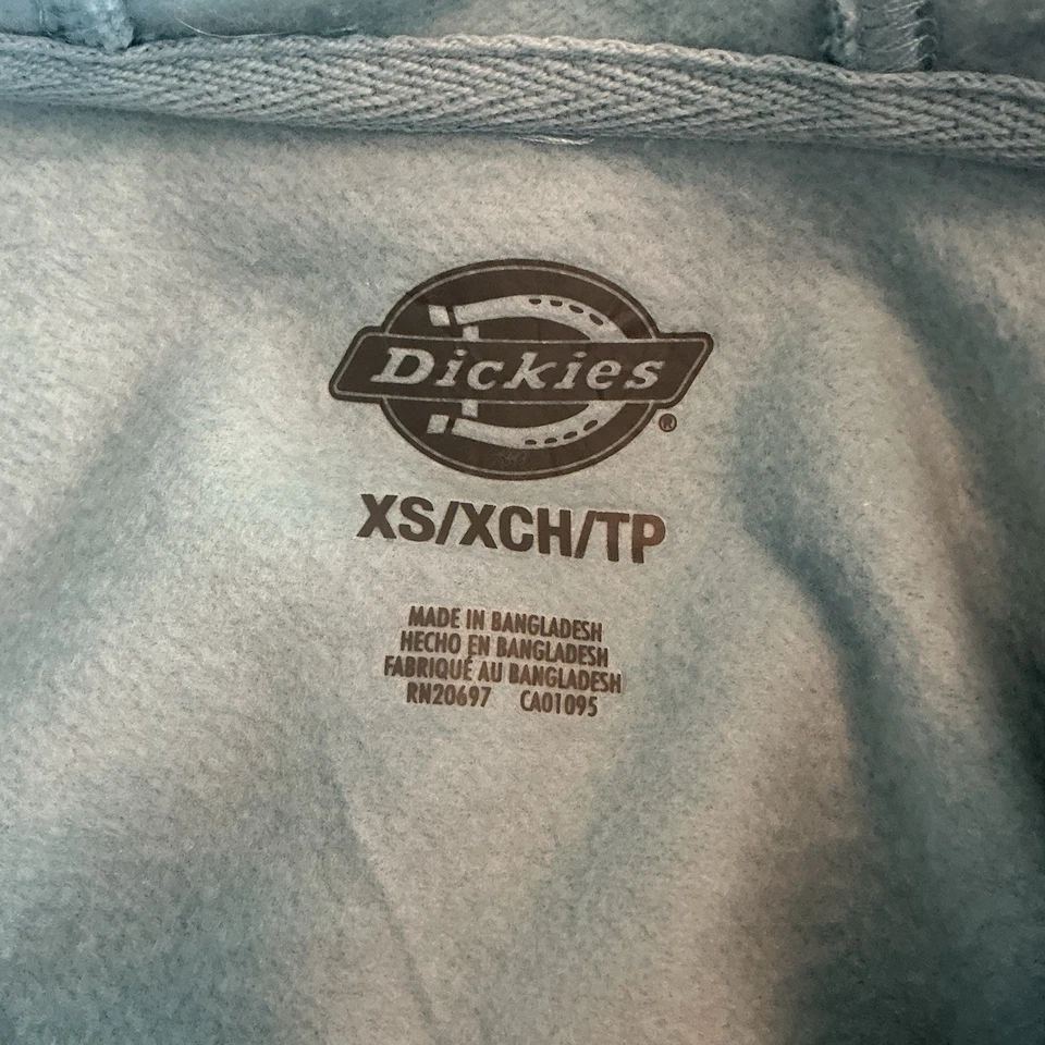 Pullover polar Dickies para mujer talla XS de peso pesado marca de palabras azul claro ropa de trabajo Foto 4 de 4