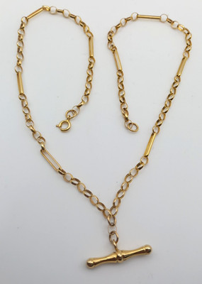 Erbskette 9 kt Gelbgold 18 Zoll T-Barren Gesamtgewicht 6,8 Gramm