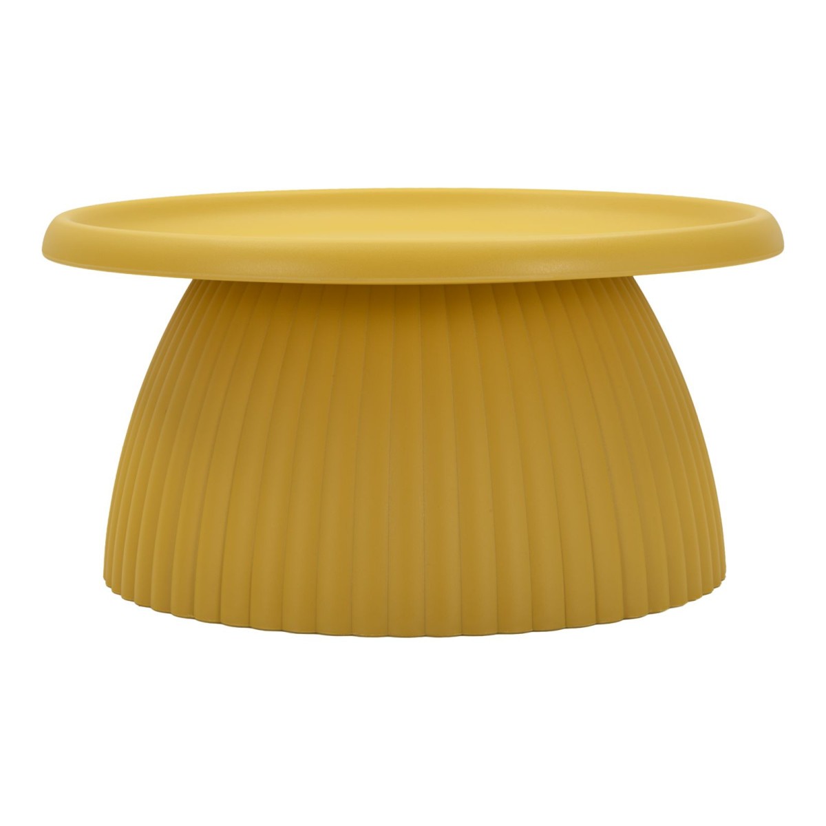 Table basse Geax 70cm jaune au design rainuré et finitions luxe