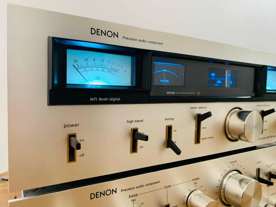 Amplificador Denon y sintonizador de radio vintage de Japón TU-501, PMA-501 con medidores de nivel VU Foto 4 de 4