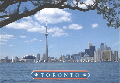 Toronto Ontario Kanada Postkarte Skyline Blick CN Tower Reflexionen von Kanada
