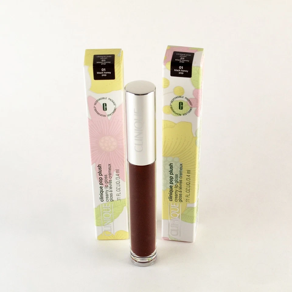 2 Clinique Pop Plush Creamy Lip Gloss 01 BLACK HONEY POP - Set Of 2 x 3.4mL - Image 1 of 1