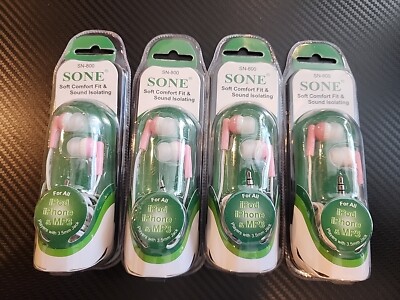 Earphones, 4 Pack, Pink IPod, iPhone, MP3 Earphones With 3.5mm Jack