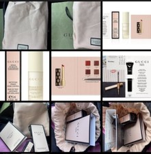 Gucci Pouch Cosmetic Organizer Makeup Pink Canvas bag plus samples