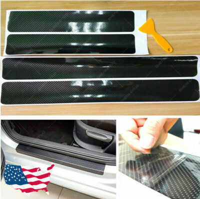 #ad #ad 4x Carbon Fiber Car Door Plate Sill Scuff Cover Anti Scratch Sticker Accessories $7.31