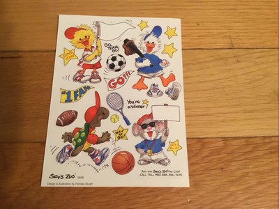Vintage Suzys Zoo Sticker Sheet Sports Go Team Go