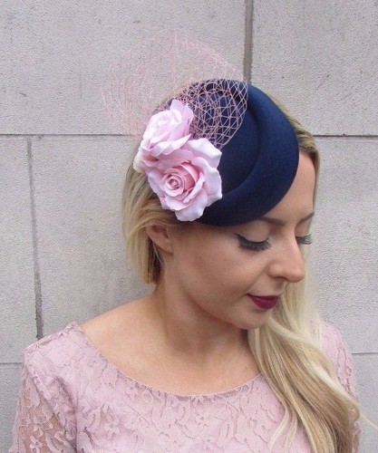 Navy Blue Blush Light Pink Rose Flower 