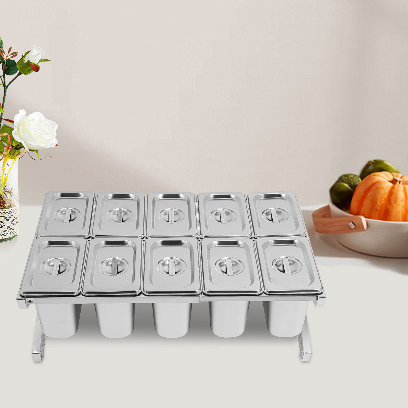 10-grid Spice Rack Inclined Expandable Spice Rack Countertop Condiment Holder