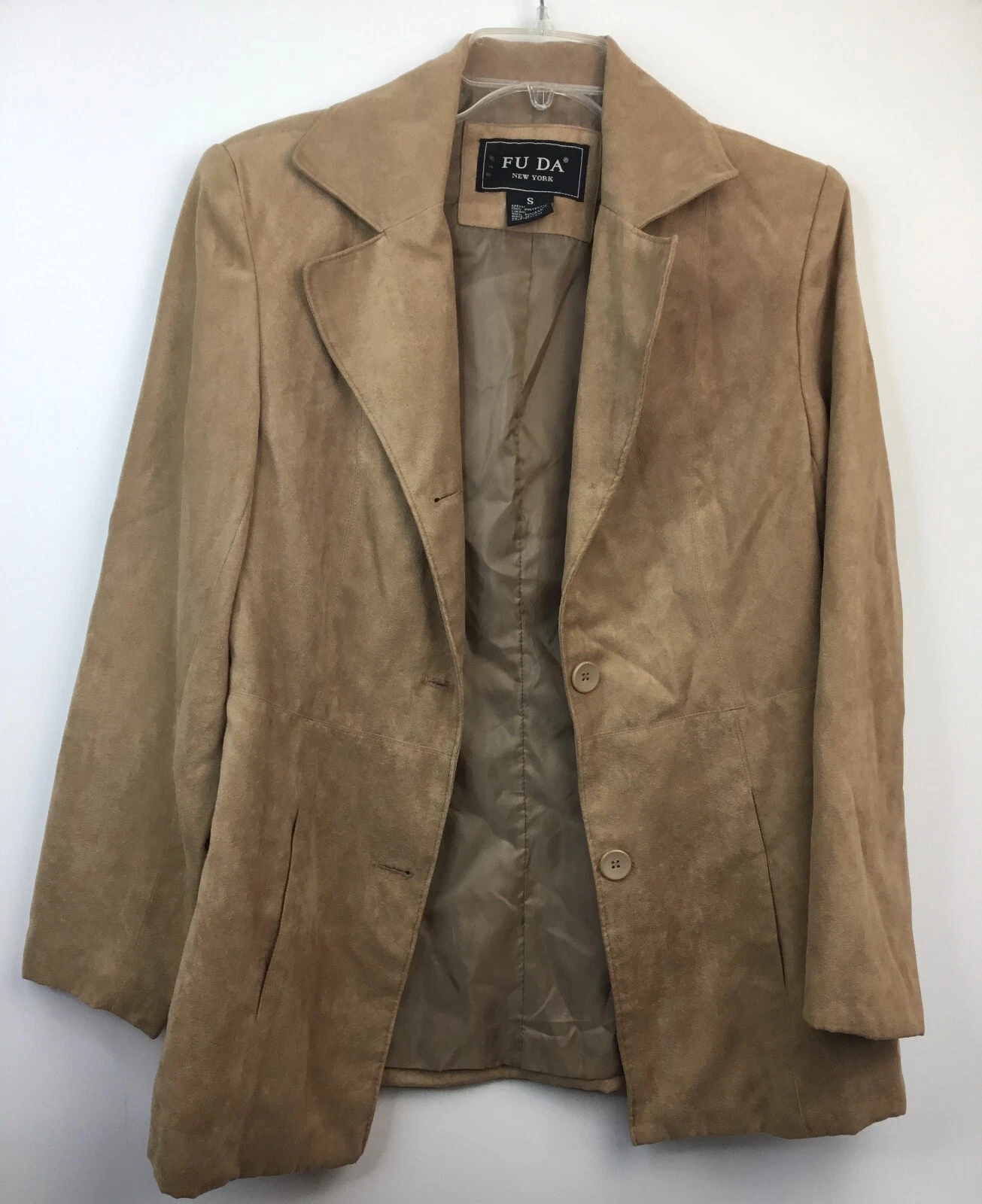 VETEMENTS FU DA N.Y. Giacca donna marrone beige piccola manica lunga