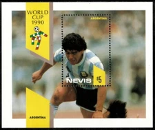 Nevis 1990 - World Cup Soccer Football - Souvenir Stamp Sheet - Scott #625 - MNH