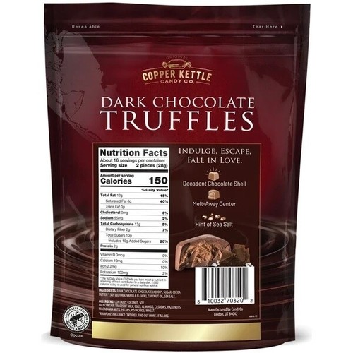 Copper Kettle Candy Company Dark Chocolate Sea Salt Truffles, 16 Ounce