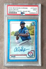 2020 Bowman Chrome Alex Speas Blue Refractor Auto CPA-AS /150 PSA Graded 9 Mint