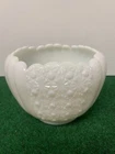 Vintage Fenton Milk Glass Daisy & Button Design Scalloped Panel Bowl