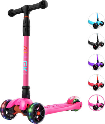 Kick Scooter B02, Lean 'N Glide Scooter with Extra Wide PU Light-Up Wheels and 4