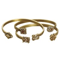 Metal Pinch Bracelets - Bejeweled Victorian Charms Jewelry - Set Of 3 on sale Metal Pinch Bracelets - Bejeweled Victorian Charms Jewelry - Set Of 3 on sale