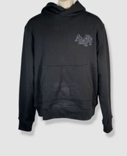 Amiri Men's Black Staggered Logo Pullover Hoodie Sweater Size Small
