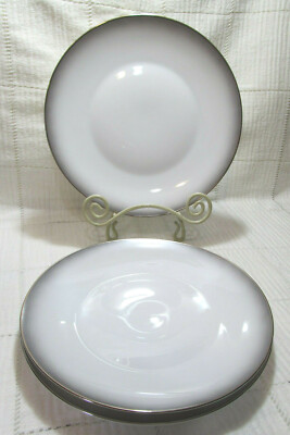 Rosenthal Germany EVENSONG Berlin Shape Platinum Trim Three (3) Dinner Plates 