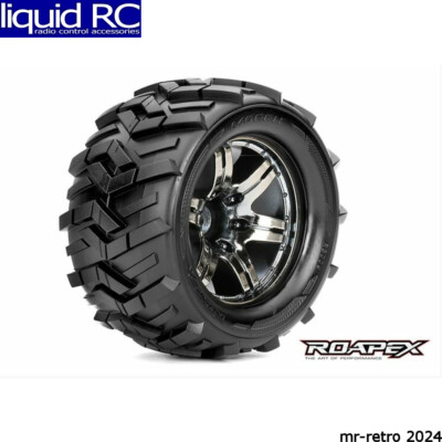 Roapex R/C R3004-CB2 Morph 1/10 Monster Truck Tire Chrome Black Wheel with 1/2