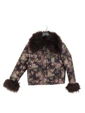 Lost Ink Women's Coat Uk 8 Blue Floral Polyester With Polyamide Overcoat