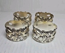 Set 4 Vintage Baroque Silverplated GODINGER GSA Napkin Rings RETIRED PATTERN 
