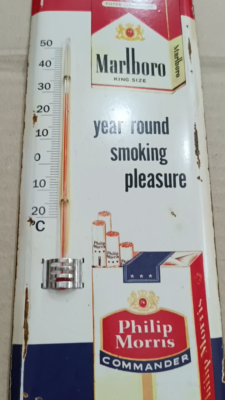 Vintage MARLBORO cigarette Philips Moris Thermometer Tin Sign Non