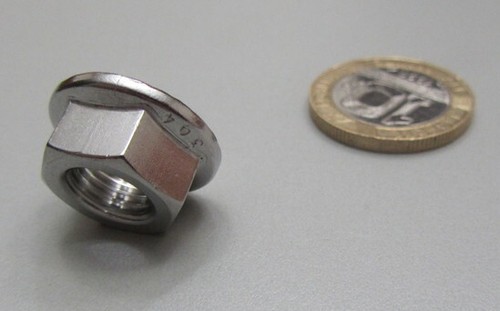 304 Stainless Serrated Flange Nut, RH, 3/8"-24 x 9/16" W, 11/32" H 20 Pcs - Picture 8 of 11
