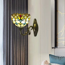 Indoor Tiffany Style Stained Glass Wall Sconce Light Beautiful Wall Lamp Decor
