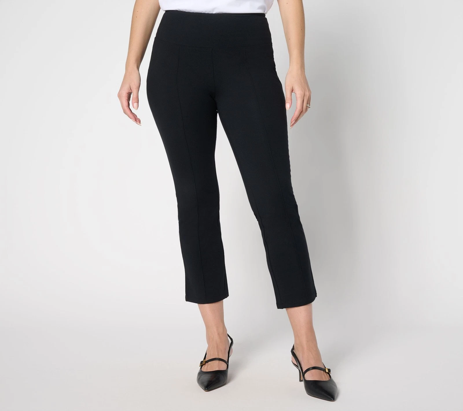 Women with Control Regular Tummy Control 86/14 Straight Leg Crop Pants Black 3X